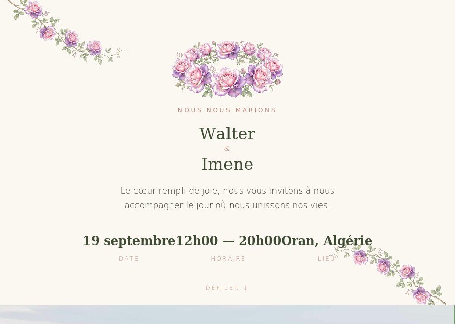 Site de mariage réalisé pour Imene et Walter